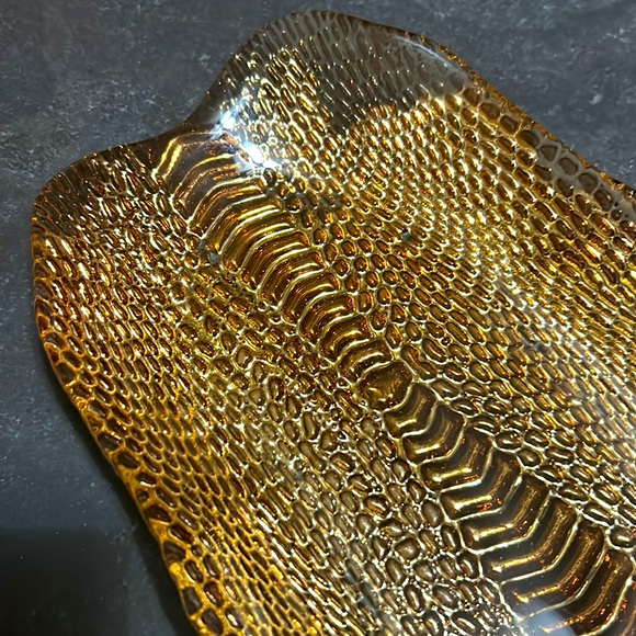 Vintage 1930's Glass Copper and Gold Tray - Picture 2 of 3